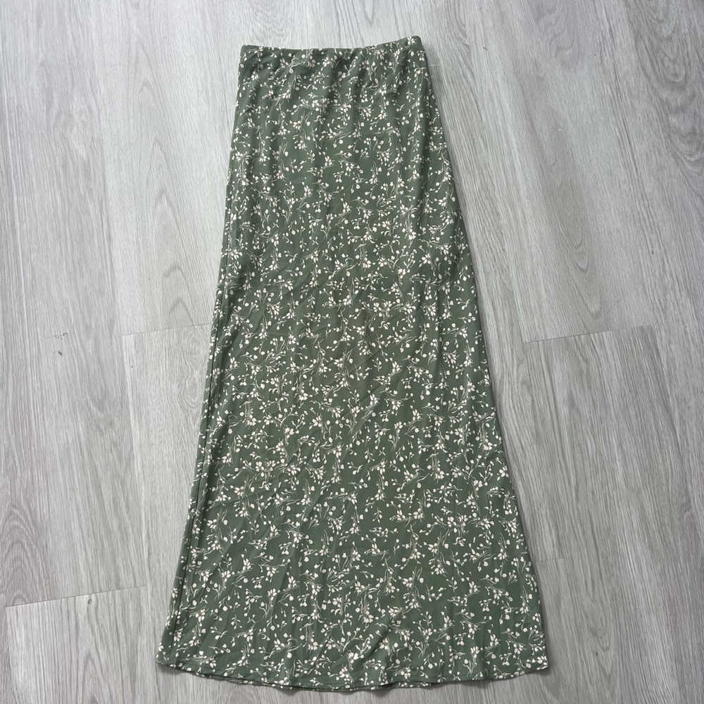 Altar'd State Olive Floral Maxi Skirt